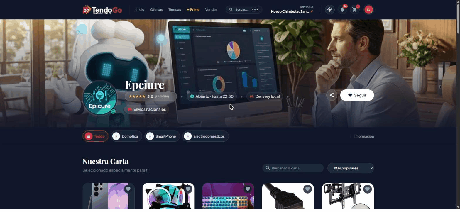 Perfil de una tienda