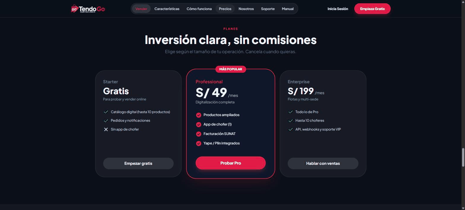 Planes para vender en TendoGo